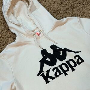 Kappa White Y2K Style Logo Sports Pullover Hoodie Size XL - Fits Like A Large